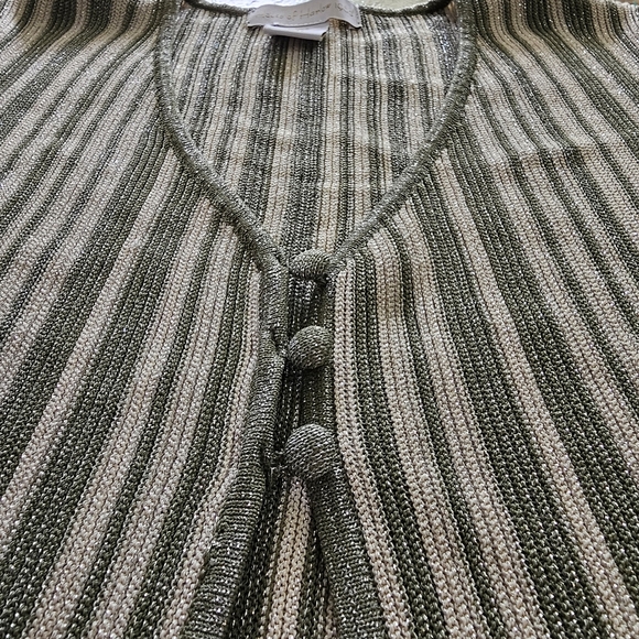 House of Harlow 1960 Revolve Y2K Metallic Green Striped Cardigan Fairy Small - Picture 10 of 10